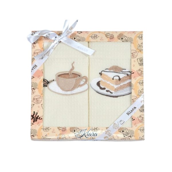 Dárková sada utěrek Kiara Šálek kávy a dezert 50x70 cm 2 ks