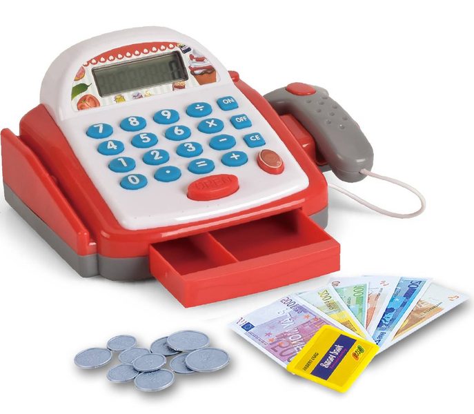 Pokladna 19cm s efekty (čtečka, peníze, kalkulačka)