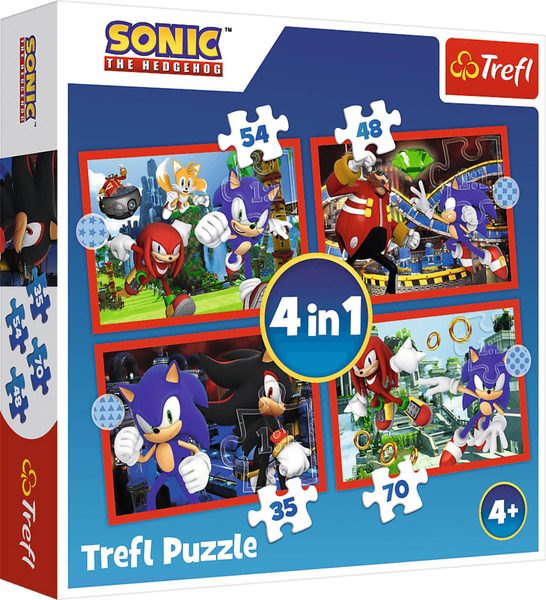 TREFL PUZZLE 4v1 Ježek Sonic Dobrodružná jízda 29x21cm 207 dílků skládačka