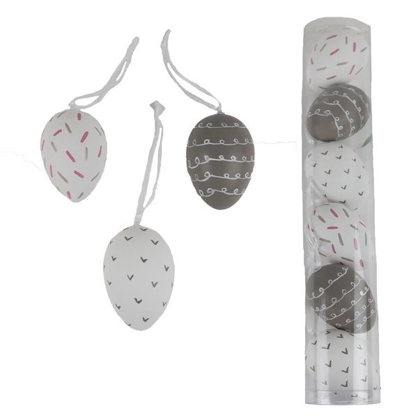 Dekorační vajíčka, 6 ks X4713 - dia 4 x 6 cm