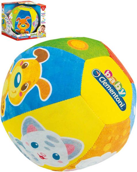CLEMENTONI Míč soft baby měkký 16cm se zvířátky na baterie Zvuk pro miminko