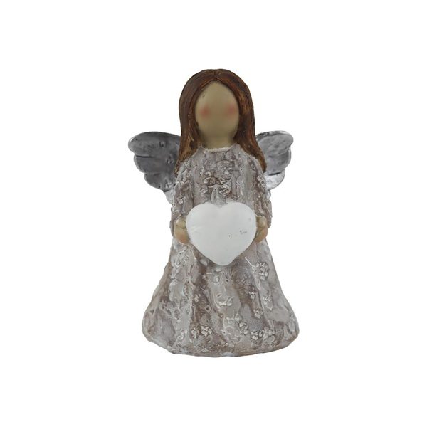 Dekorace anděl se srdíčkem X7245 - 6.8 × 4.8 × 11 cm