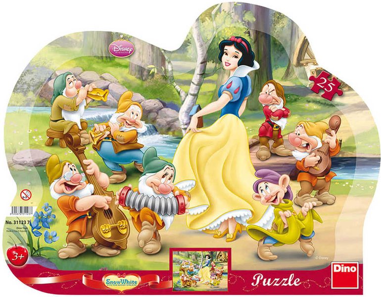 Puzzle obrysové deskové Sněhurka a sedm trpaslíků 25 dílků 30x23cm skládačka