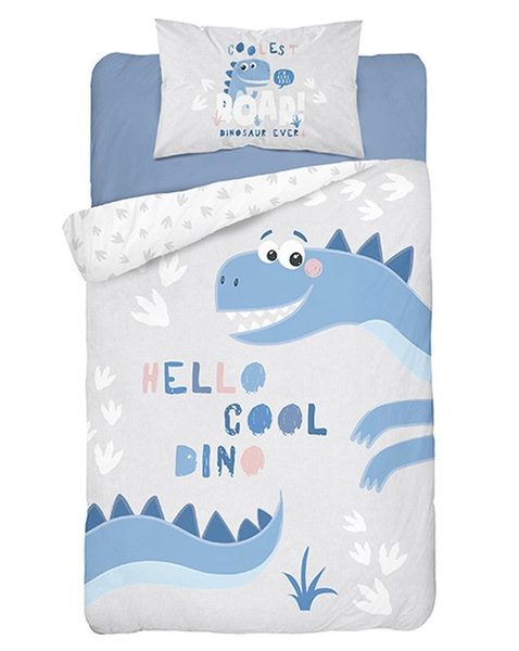 Bambusové povlečení do postýlky Dráček modrá Bavlna, Bambus, 100/135, 40/60 cm