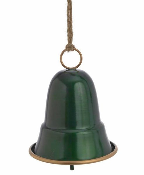 Kovový zvonek 14 cm - zelená/zlatá