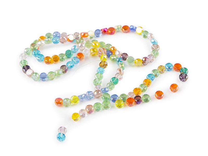 Skleněné korálky broušené 4 mm ploché, na drátku