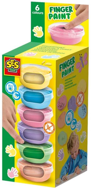 SES CREATIVE Barvy pastelové prstové baby set 6x 45ml v kelímku