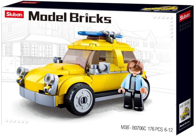 SLUBAN Model Bricks Volksauto žluté 176 dílků + 1 figurka STAVEBNICE