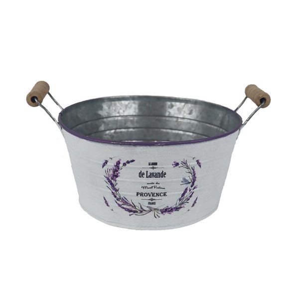 Květináč plechový s motivem levandule K4597 - Top dia:20xH:10-13.5