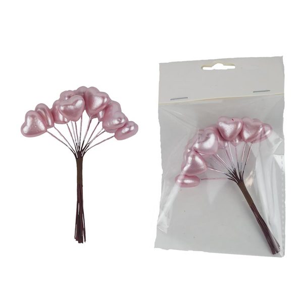 Dekorační srdíčka na drátku, 12 ks X7608-05 - 12 × 20 × 3 cm