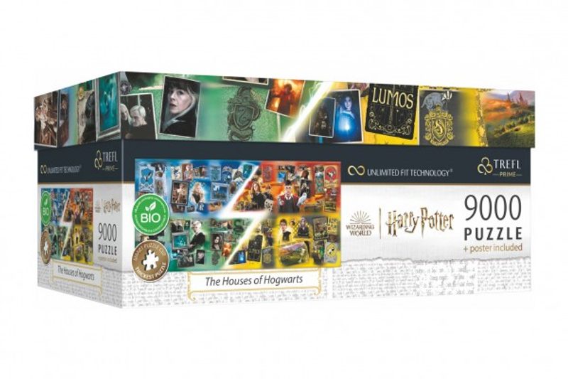 Puzzle Harry Potter Domy v Bradavicích 9000 dílků + plakát v krabici 45x24x21cm