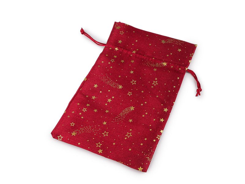 Vánoční dárkový pytlík hvězdy 15x24 cm