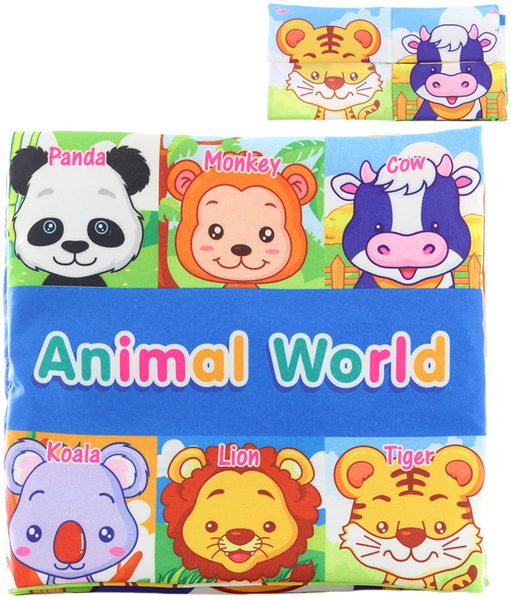 Knížka baby textilní šustící puzzle zvířátka 2v1 pro miminko