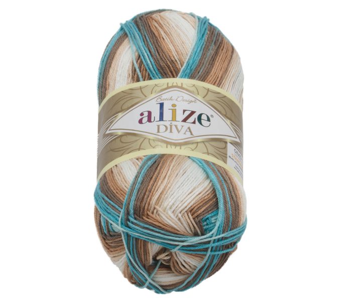 Příze DIVA BATIK Bílá,Béžová,Tyrkysová 4603 100g / 350 m