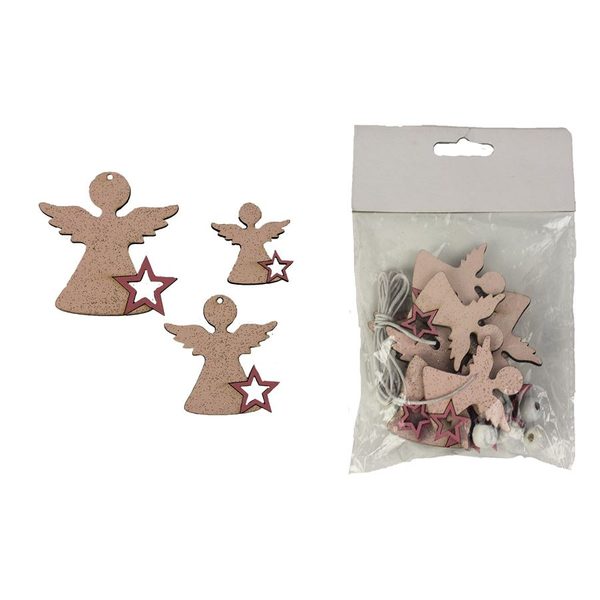 Sada andělů 12ks, D2419 - 3,7 x 0,2 x 4 cm 6,5 x 0,2 x 7 cm S/12