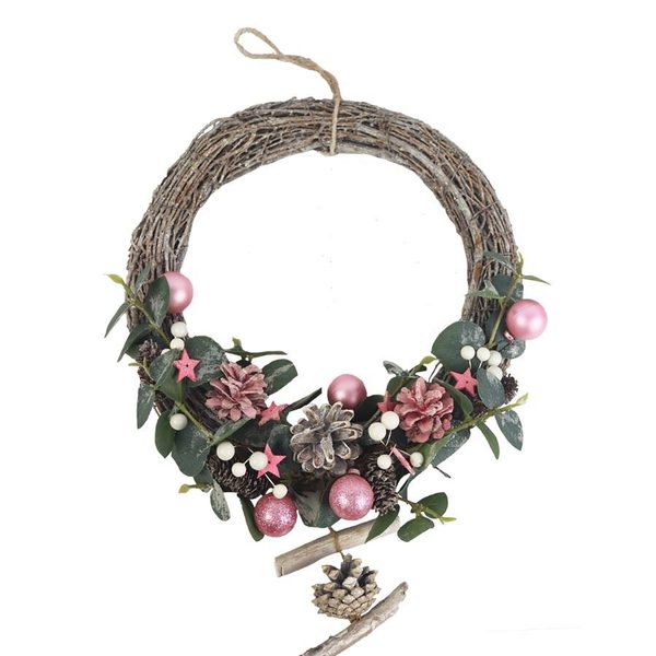 Zimní ekorační věnec P1708/2 - průměr 33 cm
