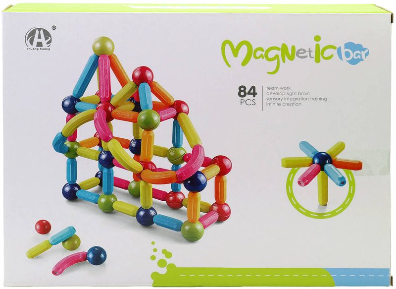 Magnetická stavebnice 3D (84 dílků, plast/kov)