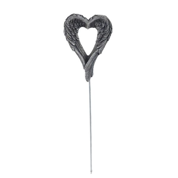 Smuteční dekorace – srdce zápich X6455 - 5,5 × 1,5 × 7,5/18 cm