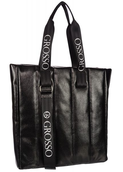 Černá měkká dámská kabelka se svislým prošíváním S687 GROSSO