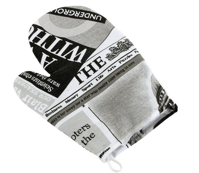 Kuchyňská chňapka - 28x18 cm Noviny černá