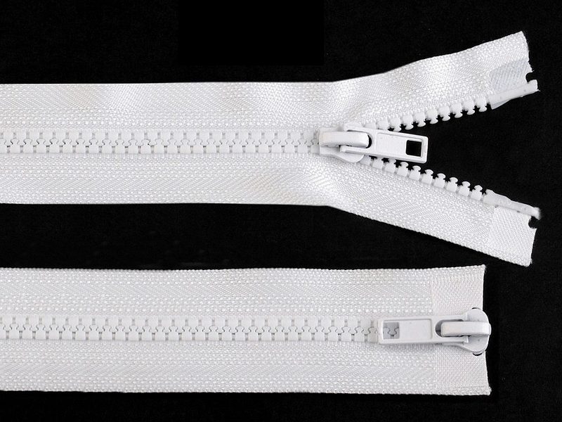 Zip kostěný 5 mm dělitelný 2 jezdce 85 cm (bundový)