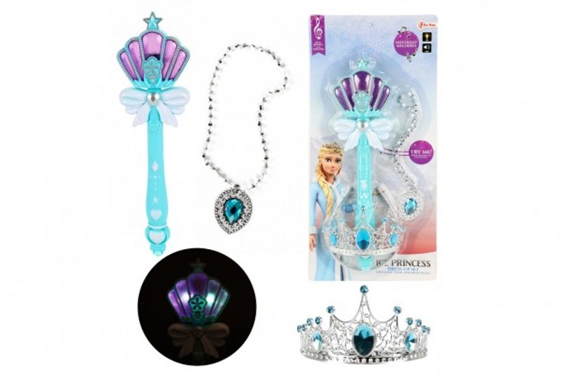 Sada krásy Žezlo+korunka s doplňky plast Ledová princezna