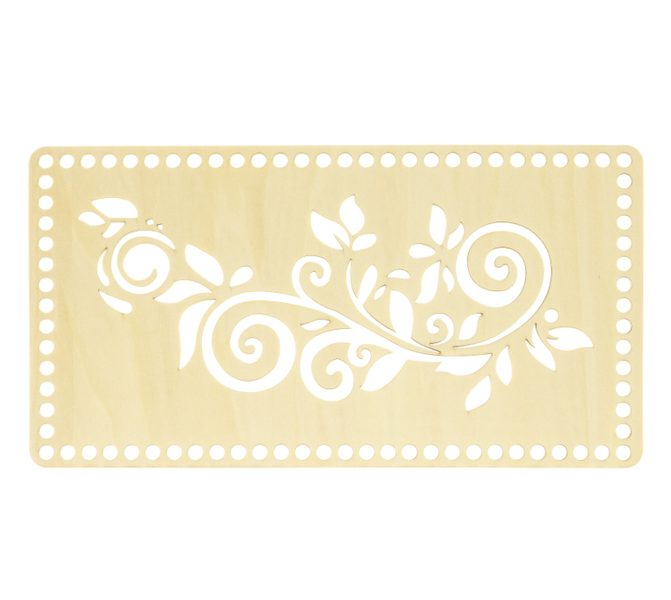 Dno - víko překližkové Natur obdélník s květinou 26x14 cm / otvory 6 mm