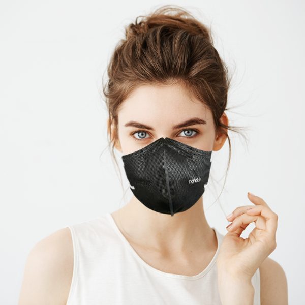 ZLEVNĚNO - 10 KUSŮ nanorespirátorů černých FFP2 velikost M lehké