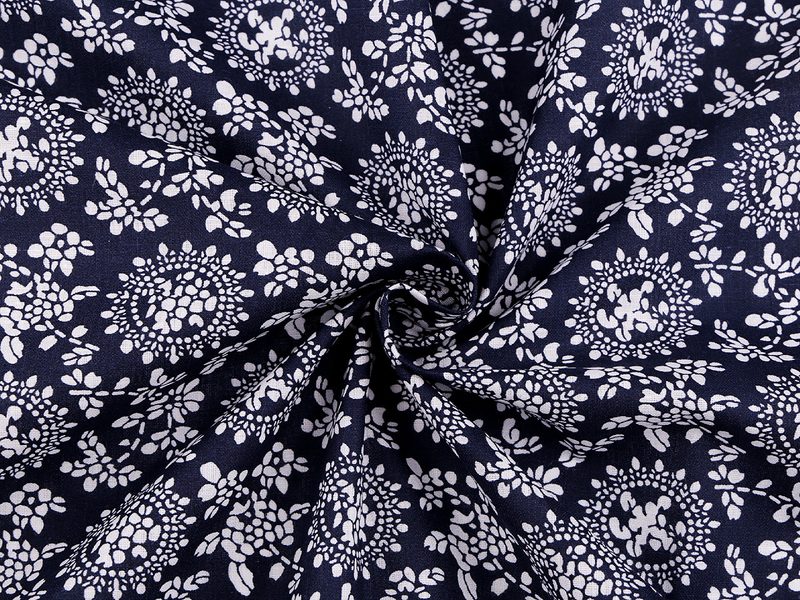 Bavlněná látka / plátno modrotisk rostliny METRÁŽ