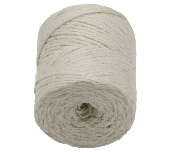 Jutový motouz - cívka Bílá 2526/015 cívka 200g, cca 60 m, průměr 3.5 mm