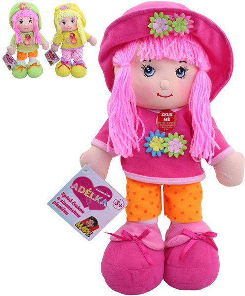 Panenka Adélka látková textilní zpívá mluví česky hadrová na baterie CZ Zvuk