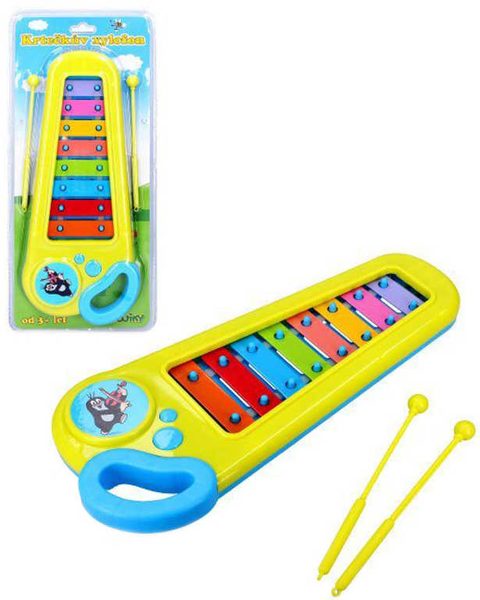 Xylofón dětský barevný 34cm Krtek (Krteček) se 2 paličkami *HUDEBNÍ NÁSTROJE*