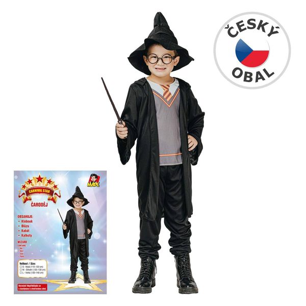 KARNEVAL Šaty kouzelník vel. M 120-130cm, 5-9let *KOSTÝM*