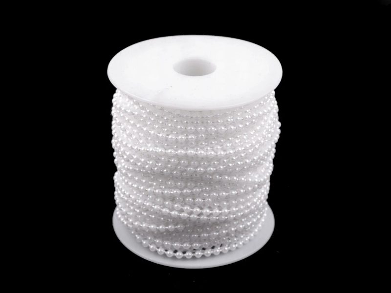Perlový řetěz Ø3 mm sněhově bílá návin 3 m
