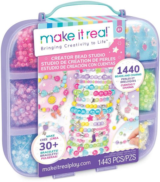 MAKE IT REAL Box na výrobu náramků dětský kreativní set 1440 korálků