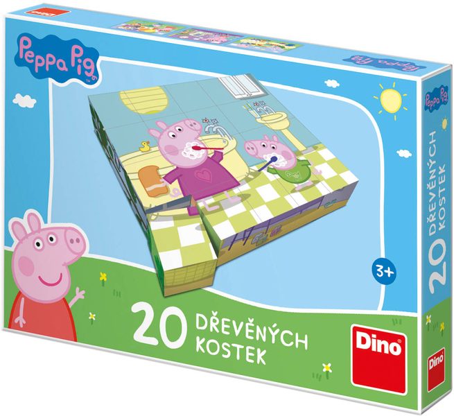 DINO DŘEVO Kubus Peppa Pig Veselý den obrázkové kostky set 20ks