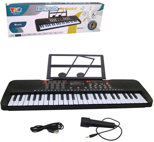 Piáno elektronický klavír 49 kláves dětský keyboard s mikrofonem na baterie Zvuk