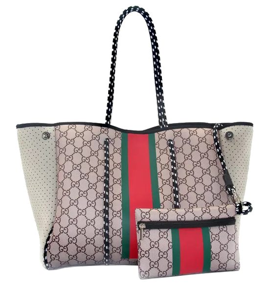 Neoprenová dámská plážová taška voděodolná béžovo-červená NG34