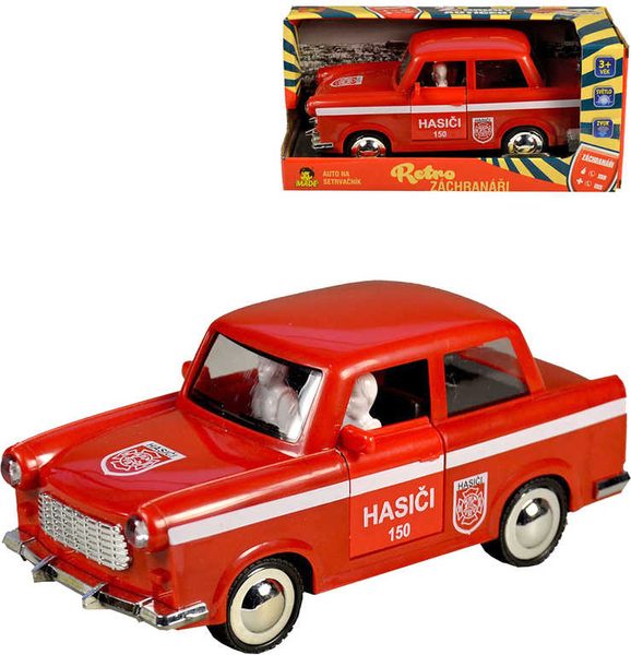 Auto retro požární hasiči na setrvačník na baterie Světlo Zvuk plast