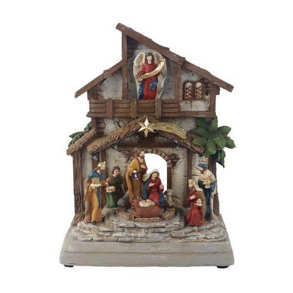 Dekorace betlém s LED osvětlením, hudbou X7411 - 21 × 12.5 × 28 cm