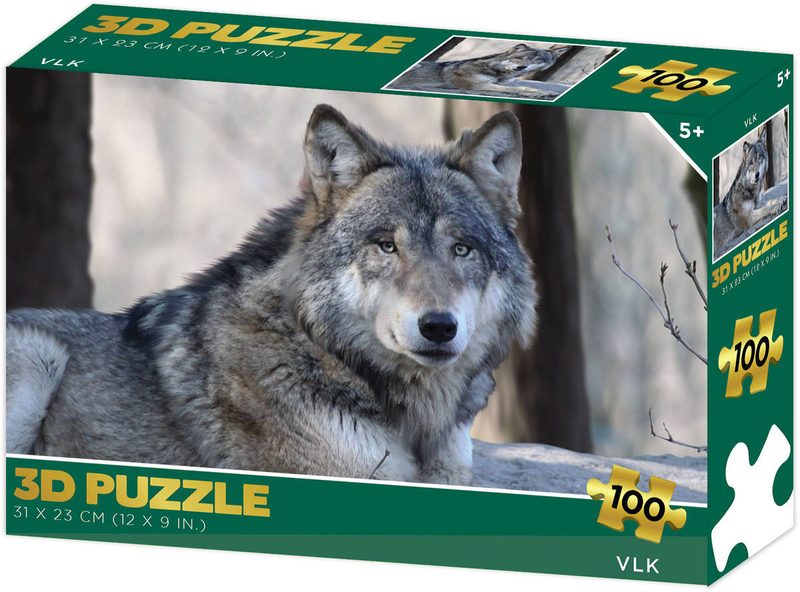 PUZZLE 3D Vlk 31x23cm 100 dílků skládačka v krabici