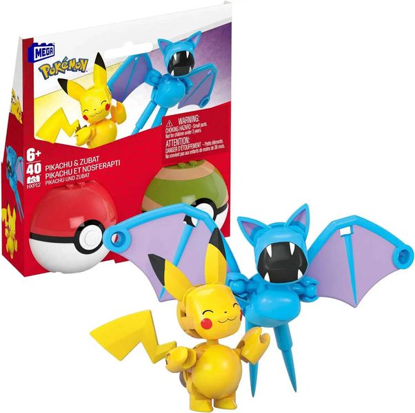 Pokémon Megablok set 2x Pokéball Pikachu + Zubat stavebnice 40 dílků