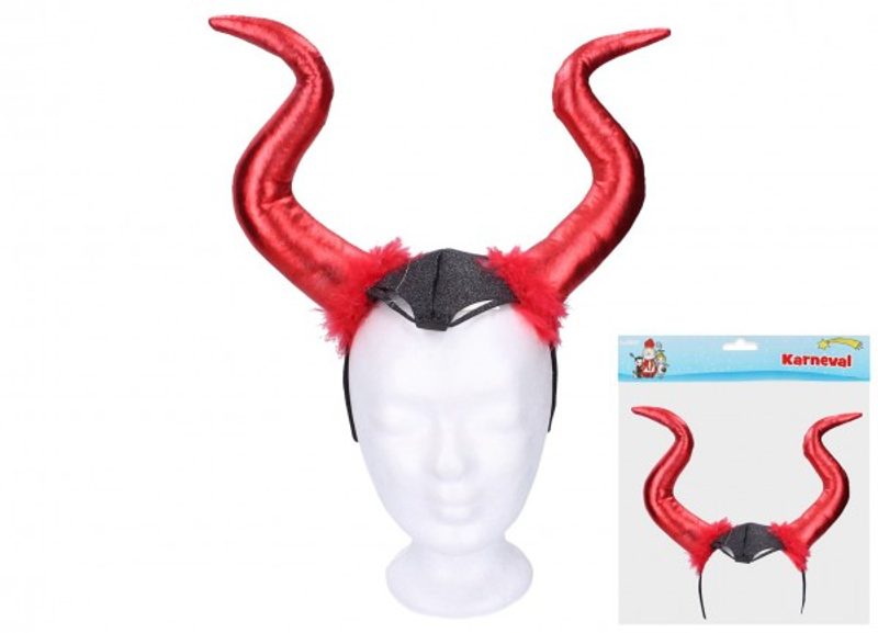 Rohy čertovské čelenka látka/plast v sáčku 34x30cm karneval
