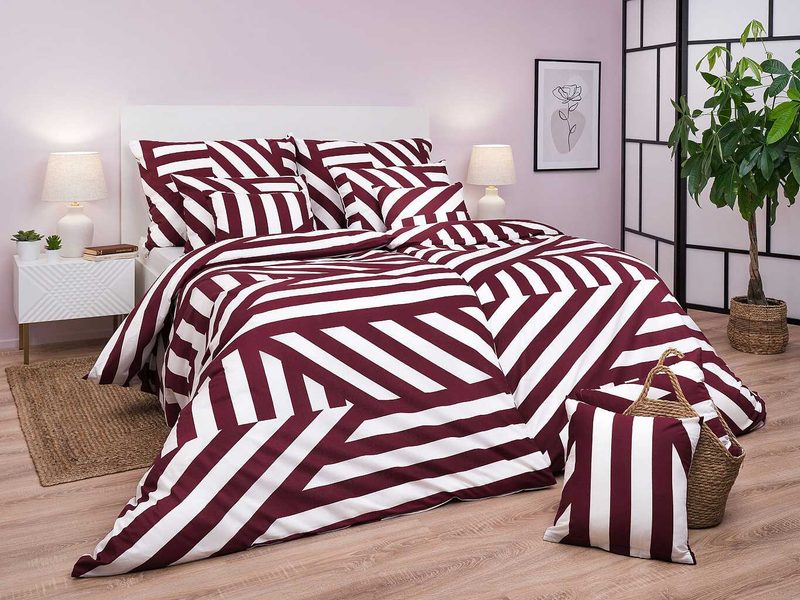 Bavlněné povlečení Zebra bordó 140x200, 70x90 cm