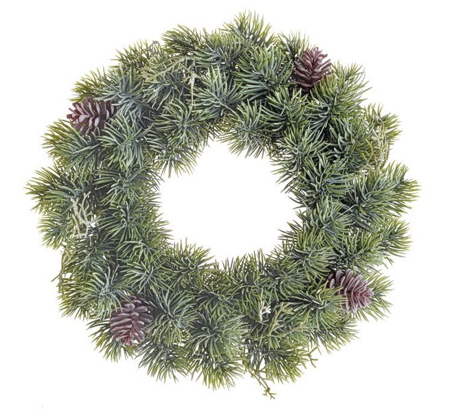 Umělý jehličnatý věnec se šiškami 36 cm