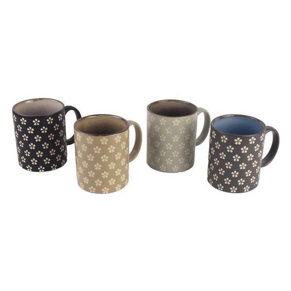 Hrnek KVĚTY sada 4ks 4barvy O0033 - dia 8 x 9,5 cm