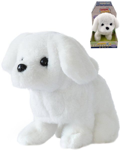 MAC TOYS Pejsek bílý interaktivní zvířátko chodící na baterie Zvuk PLYŠ