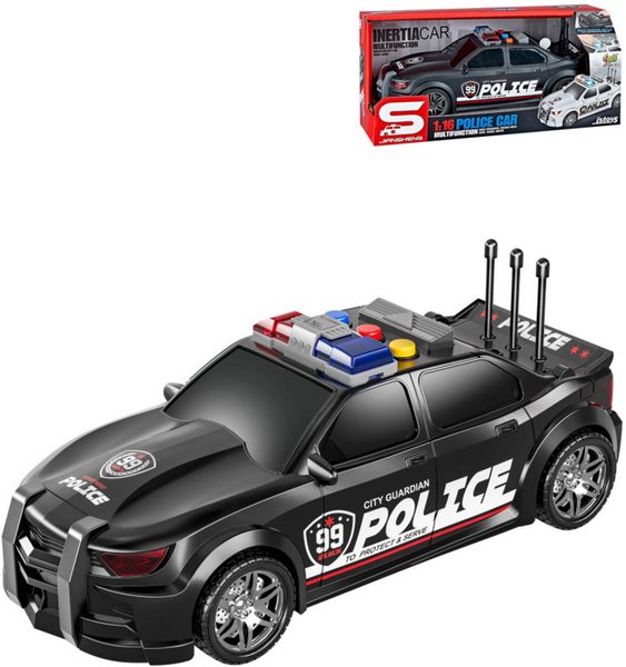 Auto policejní 25cm černé sportovní na baterie Světlo Zvuk plast