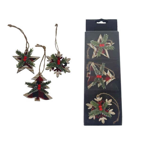 Vánoční dekorace k zavěšení, 3 ks D7524 - 6 cm