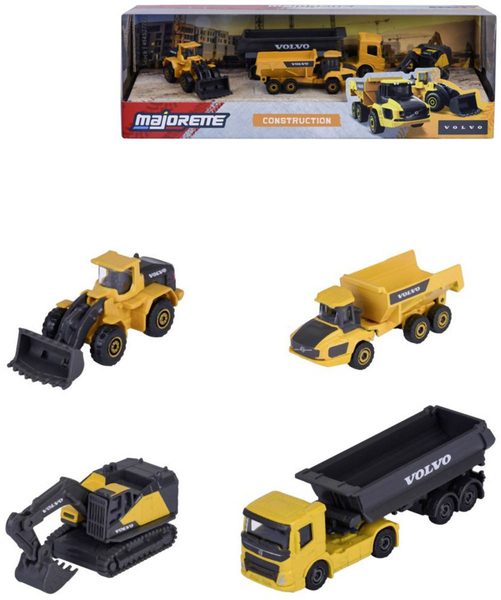MAJORETTE Auto Volvo stavební kovové volný chod set 4ks